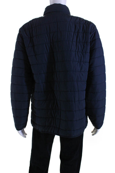 Voyager Mens Front Zip Mock Neck Quilted Jacket Navy Blue Size Extra Large