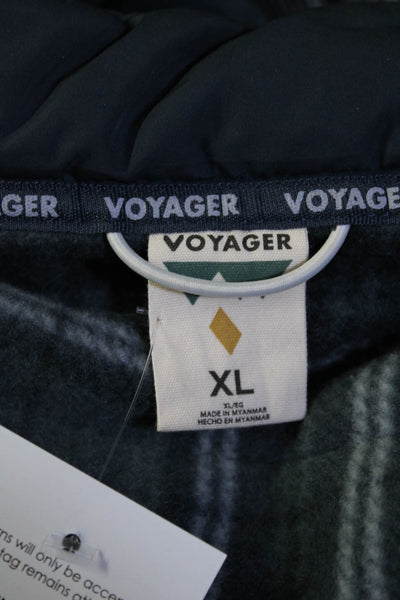 Voyager Mens Front Zip Mock Neck Quilted Jacket Navy Blue Size Extra Large