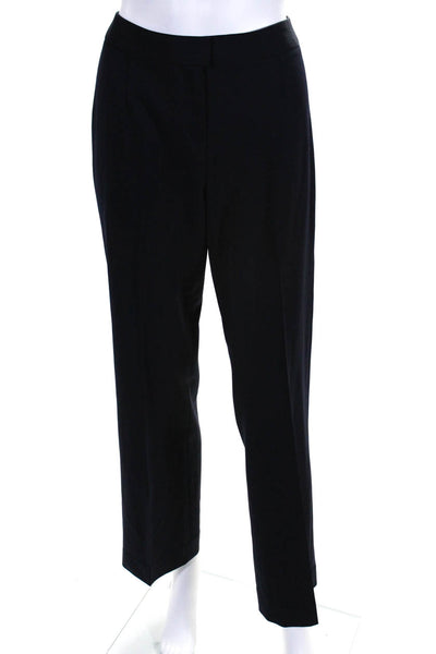 Lafayette 148 New York Womens Wool Straight Leg Pants Trousers Navy Size 2