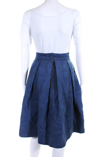 Souleiado Womens Cotton Embroidered Pleated Two Pocket Skirt Blue Size 40