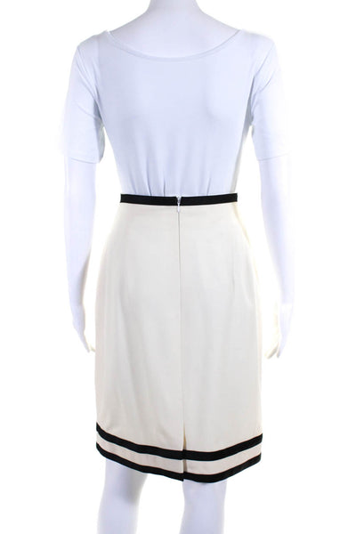 Escada Couture Womens Wool Two-Toned Knee Length Pencil Skirt Cream Size 38