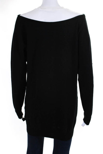 T Alexander Wang Womens Round Neck Patchwork Long Sleeve Sweater Black Size M