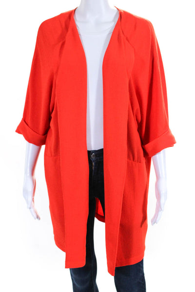 Essentiel Antwerp Womens Bright Orange Open Front 3/4 Sleeve Jacket Size 36