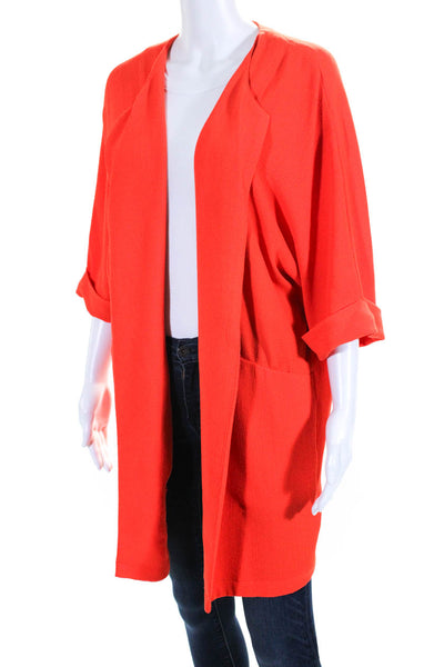 Essentiel Antwerp Womens Bright Orange Open Front 3/4 Sleeve Jacket Size 36