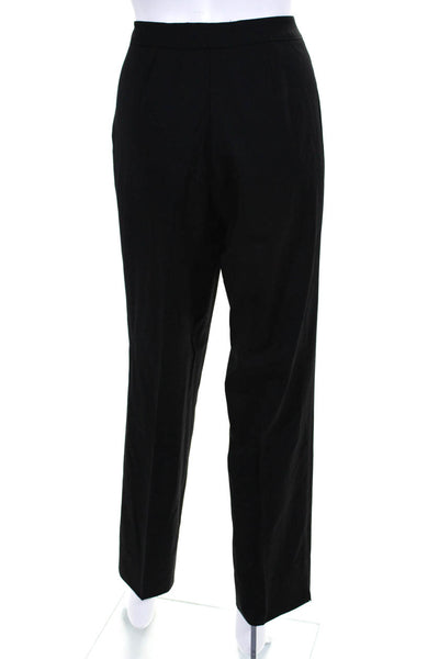 Lafayette 148 New York Womens Black Wool Pleated Straight Dress Pants Size 10