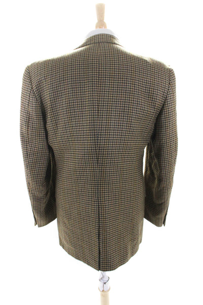 Hickey Freeman Mens Houndstooth Print Boardroom Blazer Brown Size 40 Regular