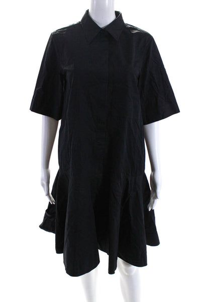 Lafayette 148 New York Women's Short Sleeves Drop Waist Mini Dress Black Size M