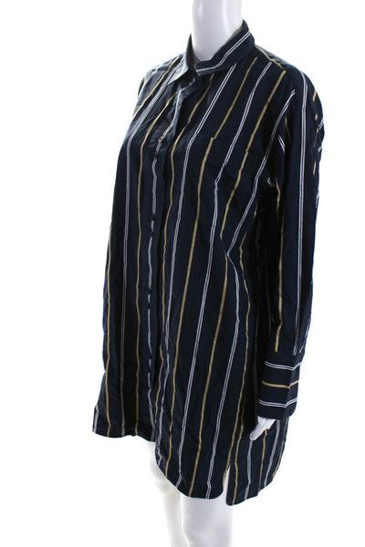 Lafayette 148 New York Womens Short Sleeves Button Down Shirt Dress Stripe Size