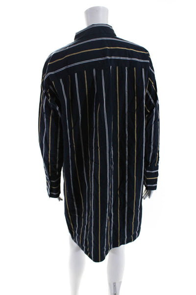 Lafayette 148 New York Womens Short Sleeves Button Down Shirt Dress Stripe Size