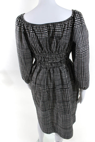 Proenza Schouler White Label Womens Grid Print Long Sleeve Dress Black Size S