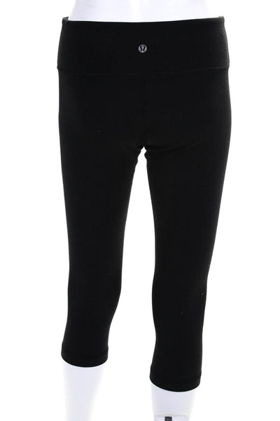 Lululemon Womens Solid Black Pull On Cropped Pants Leggings Size 8