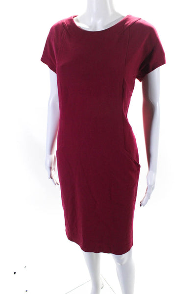 Etcetera Women's Round Neck Sleeveless Pockets A-Line Midi Dress Red Size 12