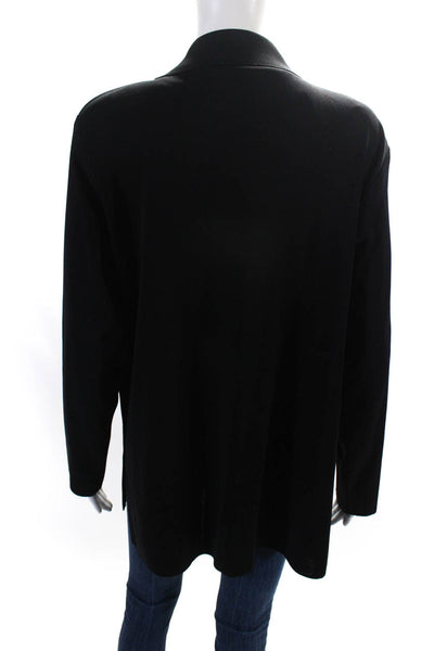 Misook Women's Long Sleeves Open Front Pockets Cardigan Sweater Black Size XL