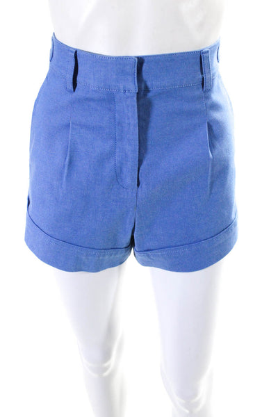 Derek Lam 10 Crosby Womens Blue High Rise Pleated Mini Shorts Size 4