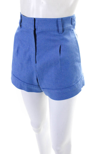 Derek Lam 10 Crosby Womens Blue High Rise Pleated Mini Shorts Size 4