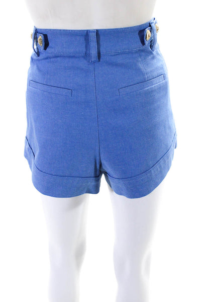 Derek Lam 10 Crosby Womens Blue High Rise Pleated Mini Shorts Size 4