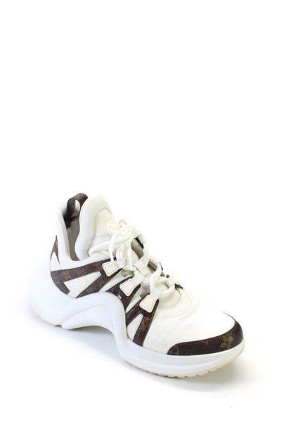 Louis Vuitton Womens White Brown Monogram Arclight Sneakers Shoes Size 41