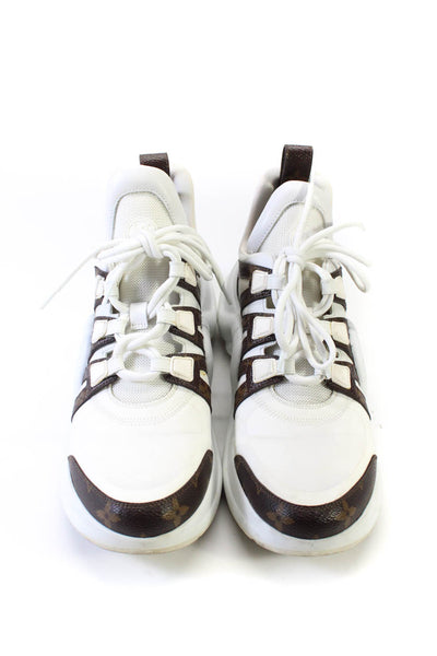 Louis Vuitton Womens White Brown Monogram Arclight Sneakers Shoes Size 41