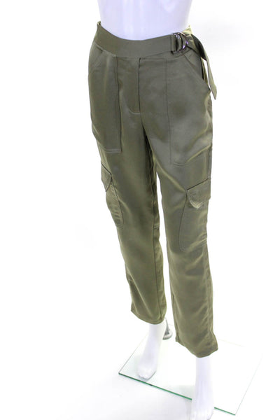 Jonathan Simkhai Women's Hook Closure Straight Leg Cargo Pant Olive Green Size 0