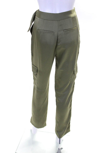 Jonathan Simkhai Women's Hook Closure Straight Leg Cargo Pant Olive Green Size 0