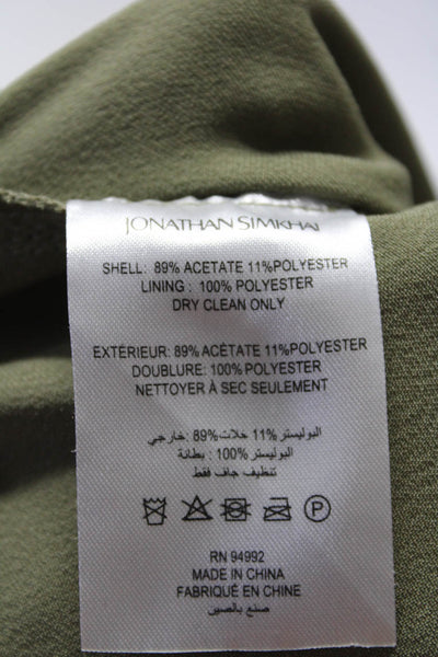 Jonathan Simkhai Women's Hook Closure Straight Leg Cargo Pant Olive Green Size 0