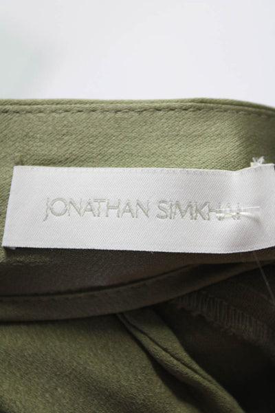 Jonathan Simkhai Women's Hook Closure Straight Leg Cargo Pant Olive Green Size 0