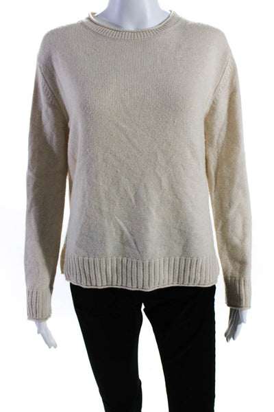 Pura Cashmere Womens Mock Neck Split Hem Long Sleeve Knit Sweater Beige Size XS