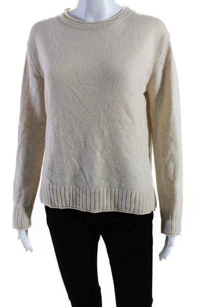 Pura Cashmere Womens Mock Neck Split Hem Long Sleeve Knit Sweater Beige Size XS