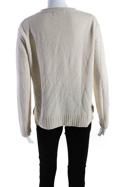 Pura Cashmere Womens Mock Neck Split Hem Long Sleeve Knit Sweater Beige Size XS