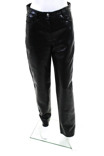 Wilfred Womens Faux Leather High Rise Buttoned Straight Dress Pants Black SIze S