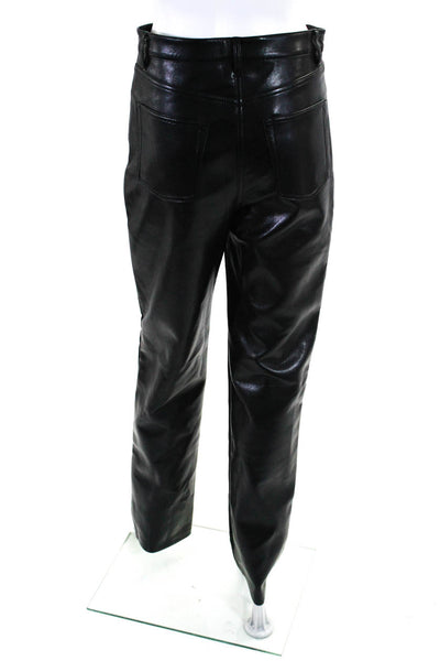 Wilfred Womens Faux Leather High Rise Buttoned Straight Dress Pants Black SIze S