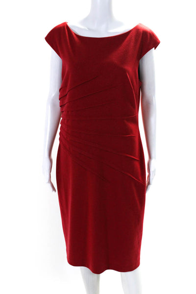 David Meister Women's Round Neck Short Sleeves Rouge Midi Dress Red Size 14