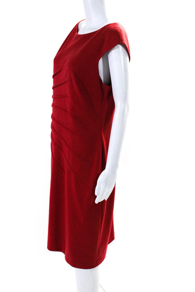 David Meister Women's Round Neck Short Sleeves Rouge Midi Dress Red Size 14