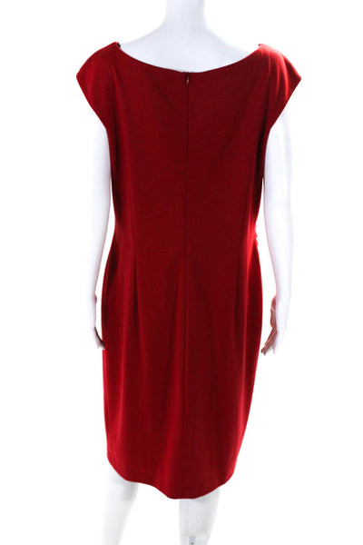 David Meister Women's Round Neck Short Sleeves Rouge Midi Dress Red Size 14