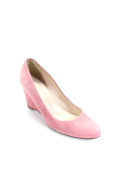 J Crew Womens Suede Round Toe Slip On Wedges Heels Pumps Pink Size 7.5