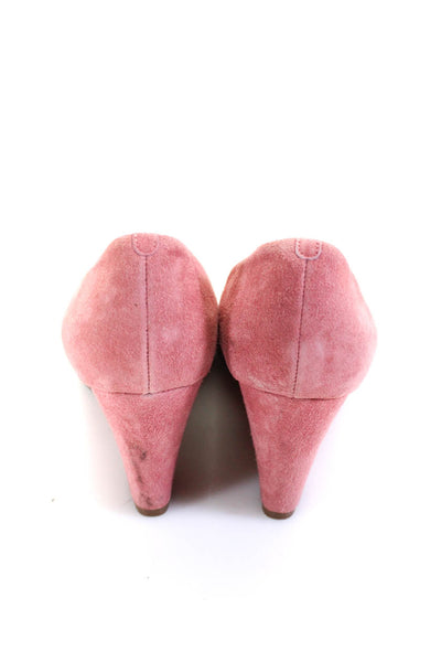 J Crew Womens Suede Round Toe Slip On Wedges Heels Pumps Pink Size 7.5