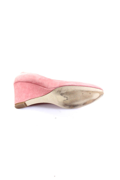 J Crew Womens Suede Round Toe Slip On Wedges Heels Pumps Pink Size 7.5