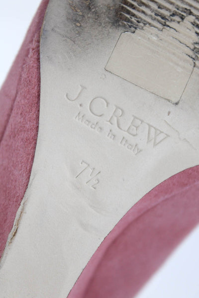 J Crew Womens Suede Round Toe Slip On Wedges Heels Pumps Pink Size 7.5