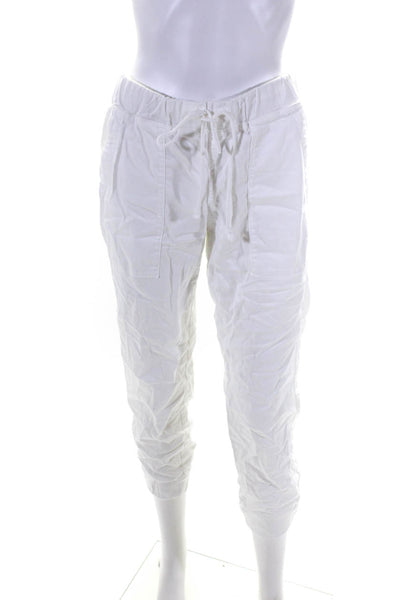 Bella Dahl Womens White Drawstring High Rise Cuff Ankle Jogger Pants Size S