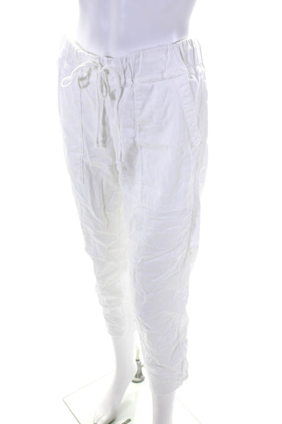 Bella Dahl Womens White Drawstring High Rise Cuff Ankle Jogger Pants Size S