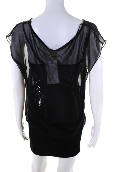 Bailey 44 Womens Black Silk Sequins Scoop Neck Sleeveless Mini Dress Size XS