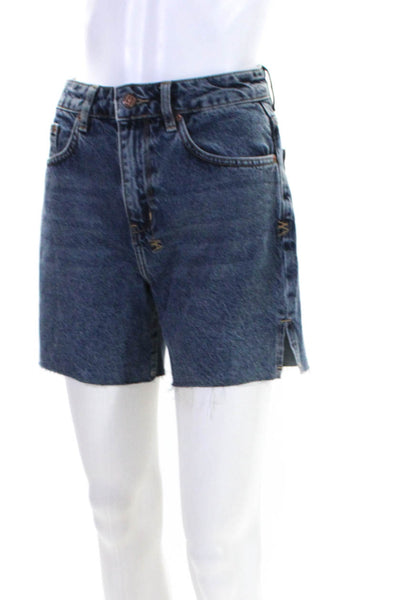 Ksubi Womens Cotton Medium Washed Buttoned Zipped Denim Shorts Blue Size EUR25