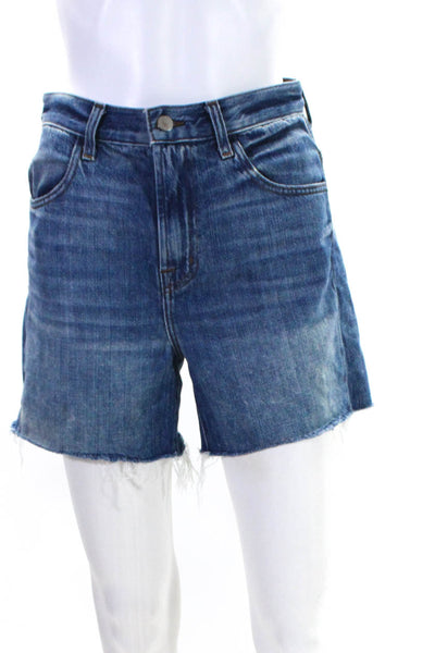 J Brand Womens Medium Washed Buttoned Fringed Hem Denim Shorts Blue Size EUR25