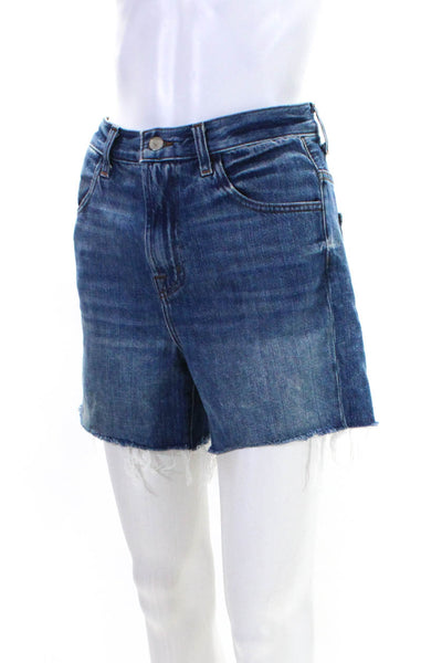 J Brand Womens Medium Washed Buttoned Fringed Hem Denim Shorts Blue Size EUR25