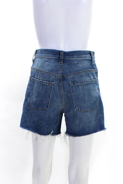 J Brand Womens Medium Washed Buttoned Fringed Hem Denim Shorts Blue Size EUR25