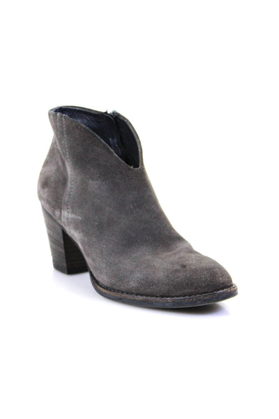 Paul Green Womens Suede Round Toe Pull On Zip Up Ankle Boots Gray Size 4.5