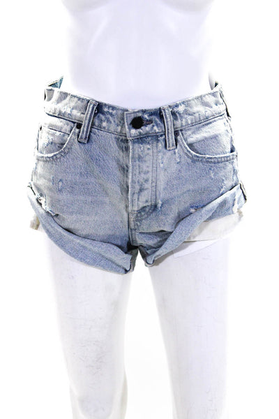 Alexander Wang Women's Button Fly Medium Wash Cuff Denim Short Size 24