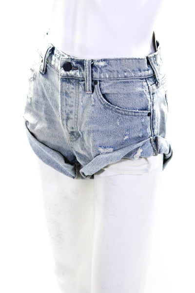 Alexander Wang Women's Button Fly Medium Wash Cuff Denim Short Size 24