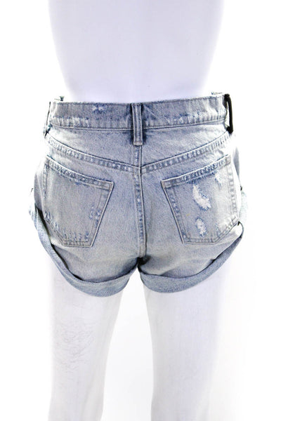 Alexander Wang Women's Button Fly Medium Wash Cuff Denim Short Size 24