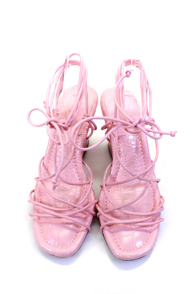 Circus. NY Women's Open Toe Lace Up Ankle Wrap Spool Heels Sandals Pink Size 8